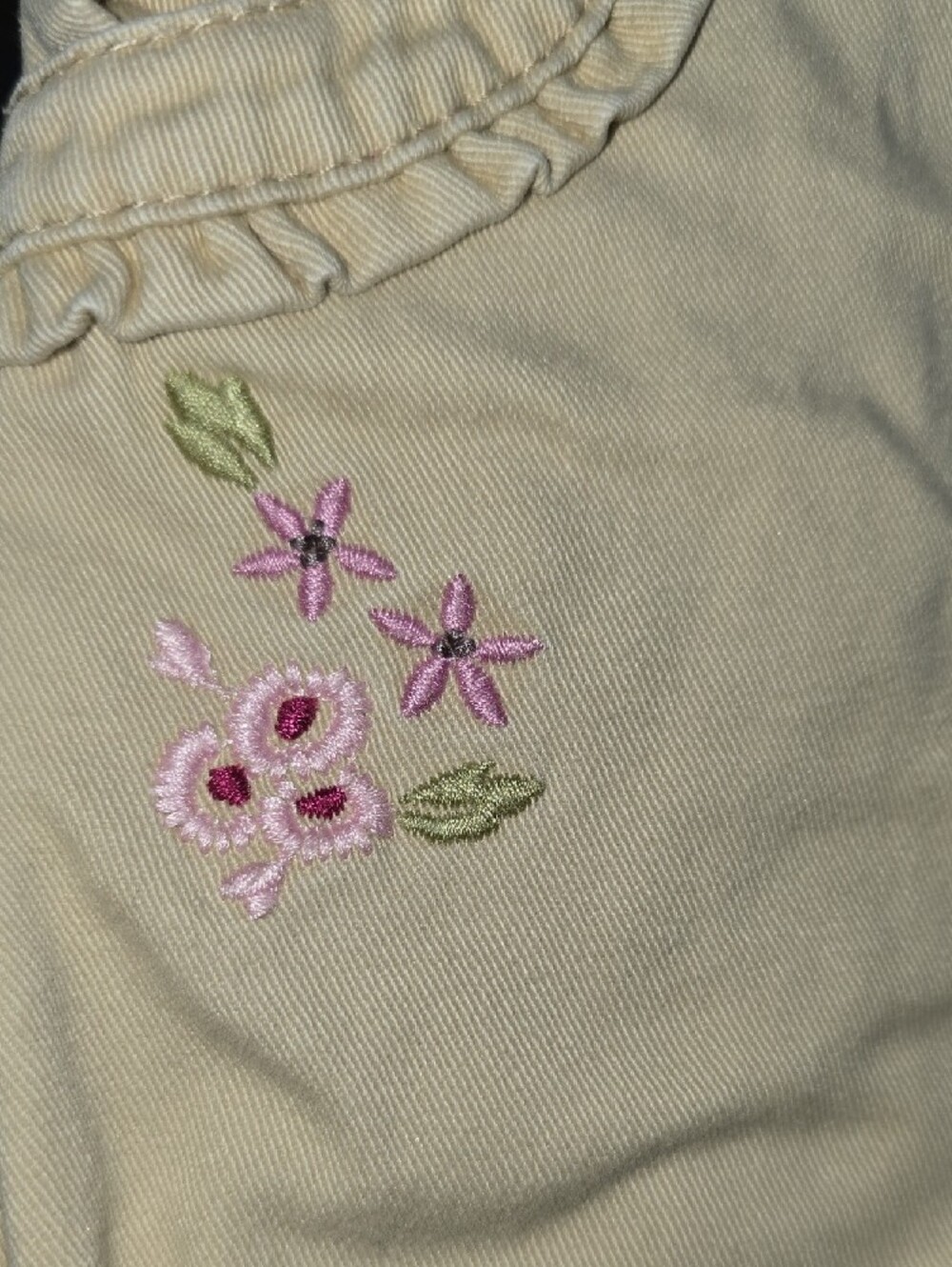OshKosh B'gosh Cream Floral Embroidered Ruffle-Trim Shorts/Capri